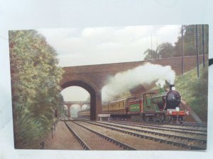 L & SW Railway Plymouth Express Steam Locomotive nr Surbiton Vintage Postcard