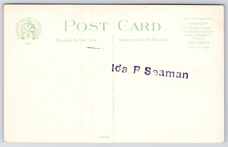 Denver Temple El Jebel Shriner Home~Masonic Symbols~Split View c1910 Postcard