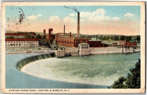 Dam and Barge Canal Lock 5, Minetto NY Vintage Postcard D76