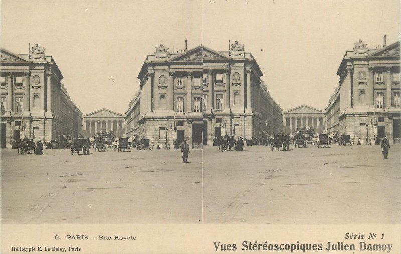Postcard France Paris stereographic image panorama  rue royale