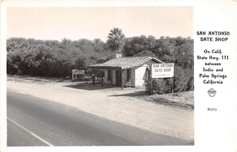 E58/ Indio California Postcard Palm Springs RPPC c40s San Antonio Date Shop