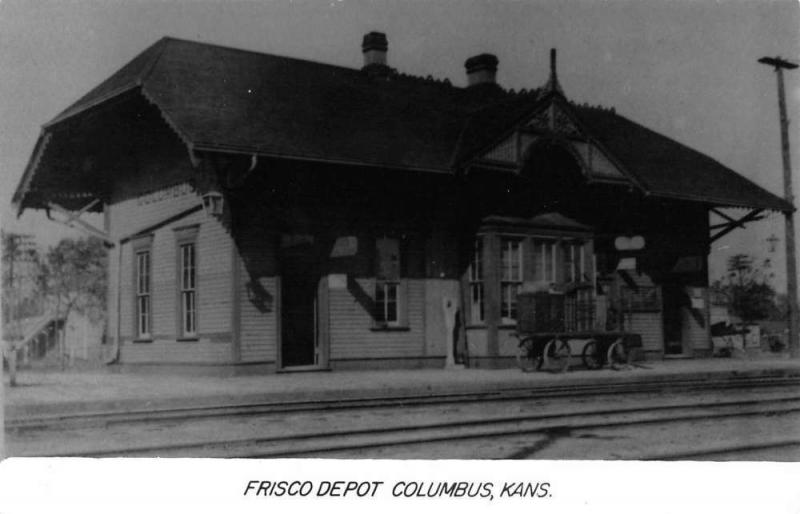 Columbus Kansas Frisco Railroad Depot Real Photo Vintage Postcard K89125