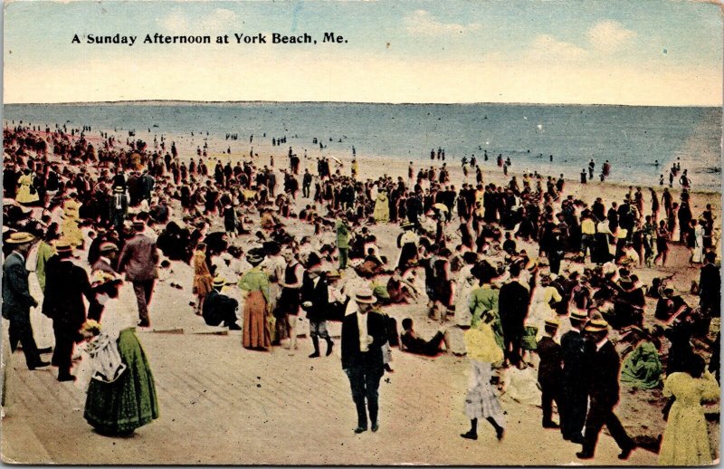 Sunday Afternoon York Beach Me Antique Divided Back Unposted 1917 Postcard 