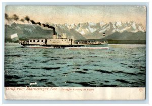 c1905 Grub Vom Starnberger See Dampfer Ludwig in Fahrt Germany Postcard