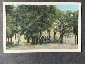 Triangle Park Danbury CT Litho Postcard H1304083121