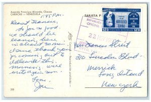 1961 Francisco Miranda Chacao Avenue Caracas Venezuela Vintage Posted Postcard