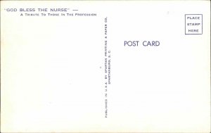 God Bless the Nurse Nursing Wilkins Poem Florence Nightingale Vintage PC