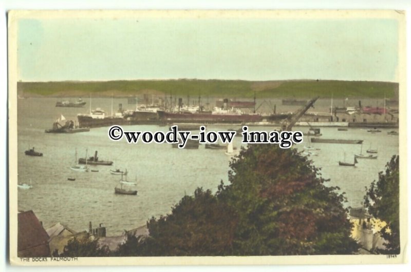 tp9324 - Cornwall - Ships Moored  around the Docks of Falmouth - postcard