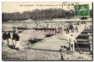 Old Postcard Army 7th Genie Avignon Bridge Maneuvers