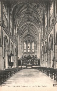 Vintage Postcard Baie de Somme La Nef De L'Eglise Abbey in Saint-Riquier France