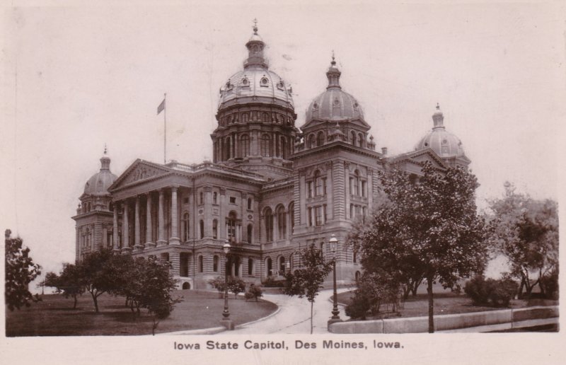 Iowa Des Moines State Capitol Building 1908 Real Photo