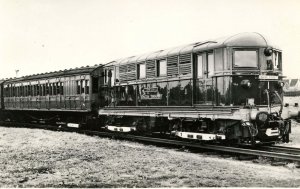 London Transport Electric locomotive John Lyon at Neasden Depot. RPPC