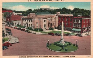 Vintage Postcard Monument Caldwell County House Square Lenoir North Carolina NC