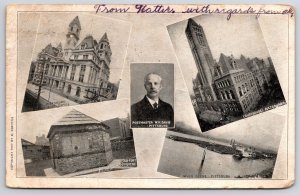 1907 Pittsburg PA Post Office Courthouse & Old Fort Ququene Bldg Posted Postcard