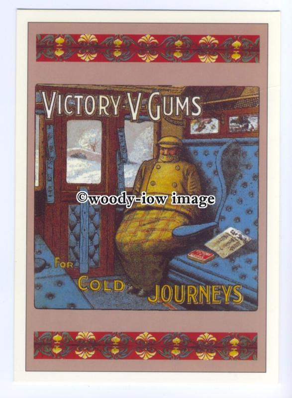 ad0794 - Victory-V-Gums - Man Wrapped Up On A Cold Train  Modern Advert Postcard