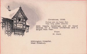 Withington Hospital Christmas 1936 Lancashire Antique PB Postcard