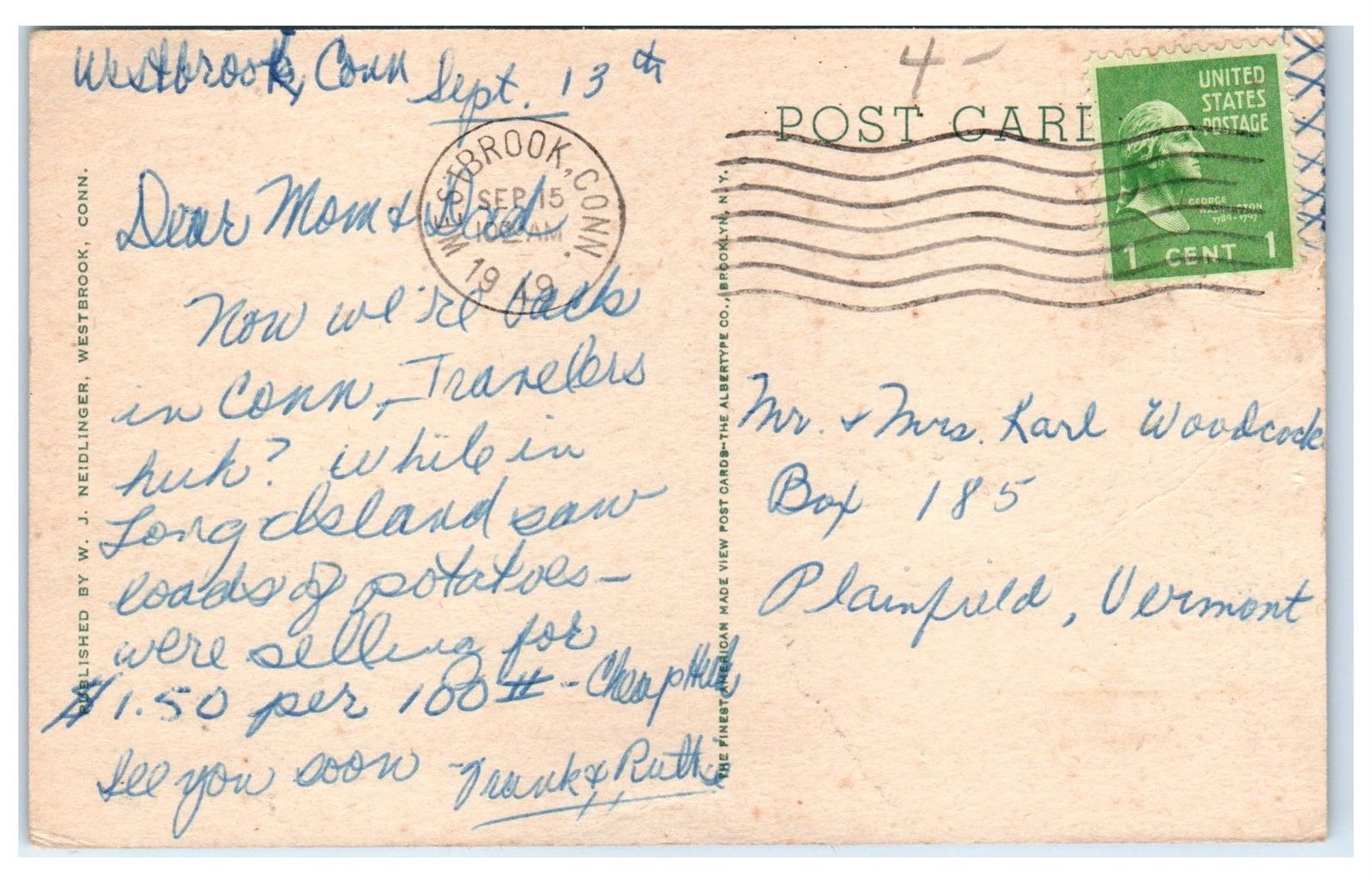 1949 Little Stannard Beach, Westbrook, CT Postcard United States