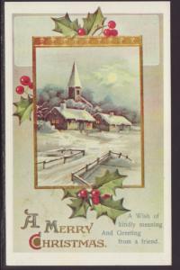 A Merry Christmas,Holly,Church Postcard