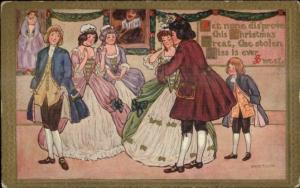 Christmas - Colonial Costumes Dance - Marion Miller c1910 Postcard