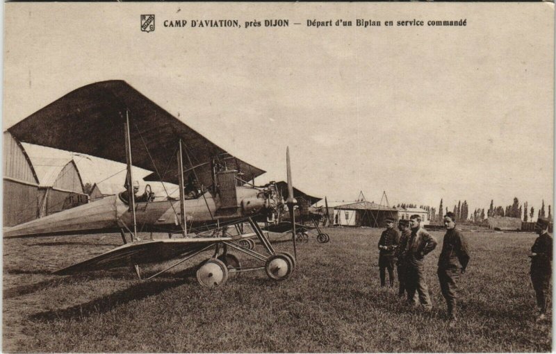 PC CPA AVIATION, DIJON, DÉPART D'UN BIPLAN, Vintage Postcard (b24277)