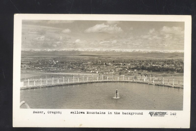 RPPC BAKER OREGON BIRDSEYE VIEW WALLOWA MOUNTAINS REAL PHOTO POSTCARD