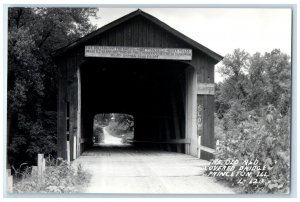 The Old Red Covered Bridge Princeton Illinois IL RPPC Photo Vintage Postcard