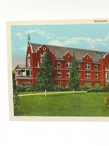 Postcard Illinois Lawrenceville Methodist Old Folks Home Linen Unposted