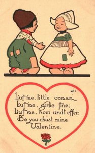 Vintage Postcard 1913 Laugh Me Little Woman Be You Just Mine Valentine Greetings