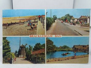 Vintage Postcard Multiview Bracklesham Bay Holiday Park Beach Boating Lake 1970s