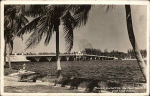 Lake Worth Florida FL Palm Beaches Bridge Real Photo Vintage Postcard