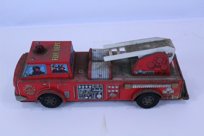 Fire Truck Vintage Metal Selling for Parts or Repair Non Working 13 1/2 Long