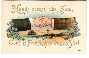 Hands Across The Sea, Lighthouse, Male Friendship, Used 1908 Split Ring Cancel