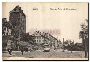 Old Postcard Eiserner Turm Mainz Rheinstrasse mit Tramway