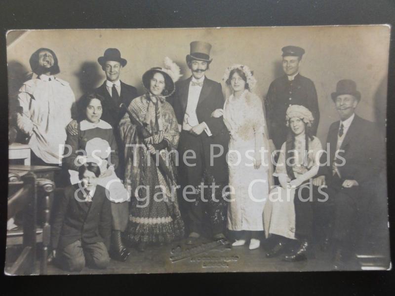 Theatre Group Portrait ( Possibly Leeds) Wedding Photograph - Old RP PC 