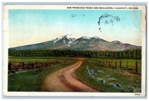 1934 San Francisco Peaks And Boulevard Flagstaff Arizona AZ Vintage Postcard