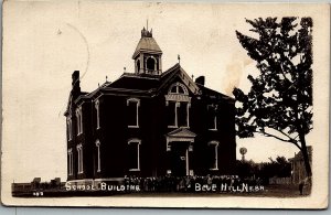 c1910 BLUE HILL NEBRASKA SCHOOL BUILDING AND STUDENTS RPPC PHOTO POSTCARD 36-48