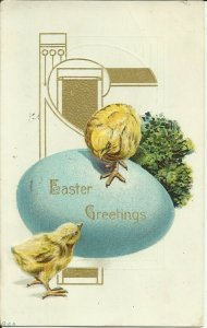 Easter Greetings Blue Egg    Embossed