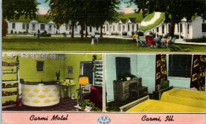 1940s Carmi Motel Carmi Illinois Multiview Linen Postcard