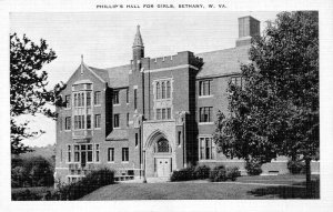 BETHANY, WV West Virginia  PHILLIP'S HALL FOR GIRLS  Brooke Co  c1940's Postcard