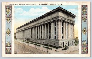 Vintage Postcard New York State Educational School Building Street Albany N.Y.