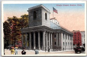 1955 Kings Chapel Boston Massachusetts MA Mainroad & Building Posted Postcard