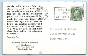 PITTSBURGH, PA Pennsylvania 1937~PACKARD MOTOR CO.  Advertising   Postcard