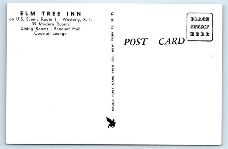 WESTERLY, Rhode Island RI ~ Roadside ELM TREE INN Washington County  Postcard