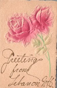 Vintage Postcard Greetings And Wishes Embossed Large Rose Flower