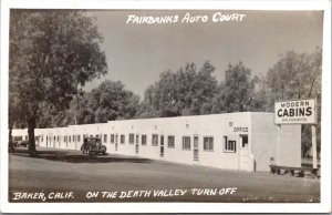 Real Photo PC Fairbanks Auto Court in Baker, California Death Valley Turn Off