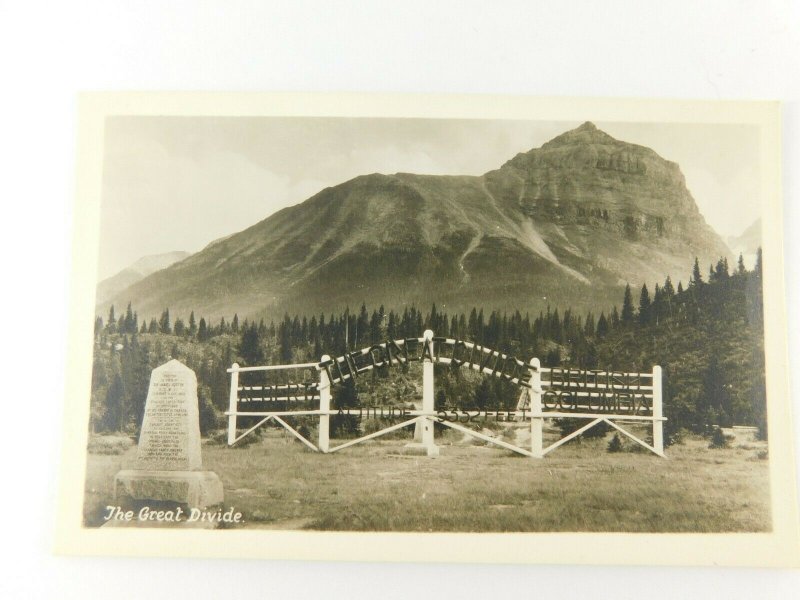 The Great Divide Continental Divide Alberta Canada Real Photo Vintage Postcard