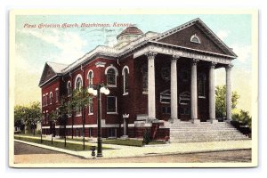 Postcard First Christian Church Hutchinson Kansas c1917 Postmark