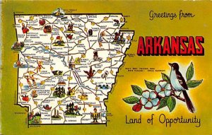Greetings from Arkansas, USA Map Unused 