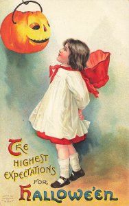 The Highest Expectations For Halloween Girl J.O.L International Art Postcard