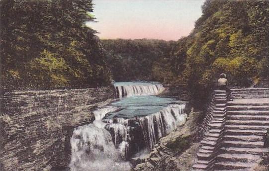 Lower Falls Genesee River Letchworth State Park New York Handcolored Albertype